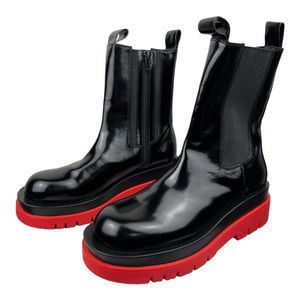 NWOB Jeffrey Campbell Lug Chelsea Boot Black Patent Leather Red Sole sz 6.5